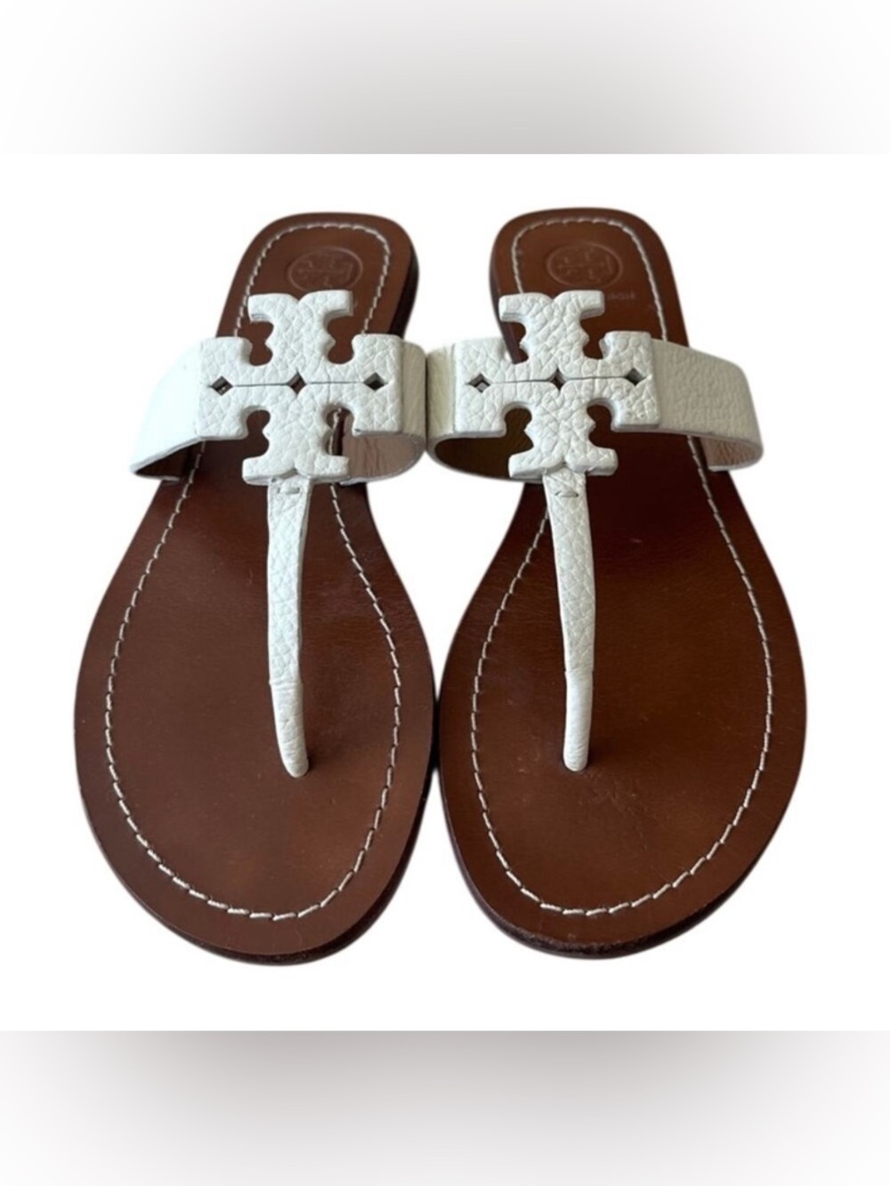 Tory Burch Moore White Logo Sandals 9.5